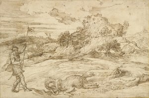 Paisaje con San Teodoro venciendo al dragón